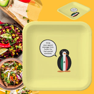 Mexikanische Flagge sprechende Fr. Pinguin-Papiert Pappteller
