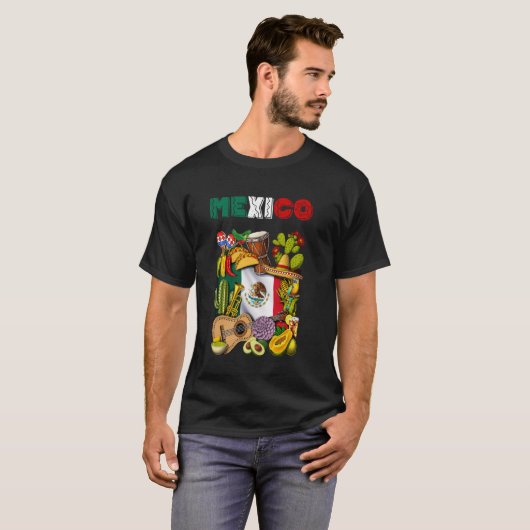 Mexikanische Flagge Tacos Cactus Cinco de Mayo Fie T-Shirt (Vorne ganz)