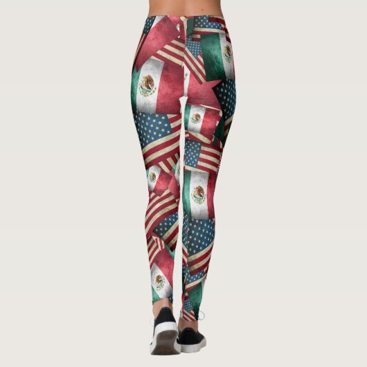 mexikanische Flaggen und amerikanische Flaggen Leggings (Rückseite)