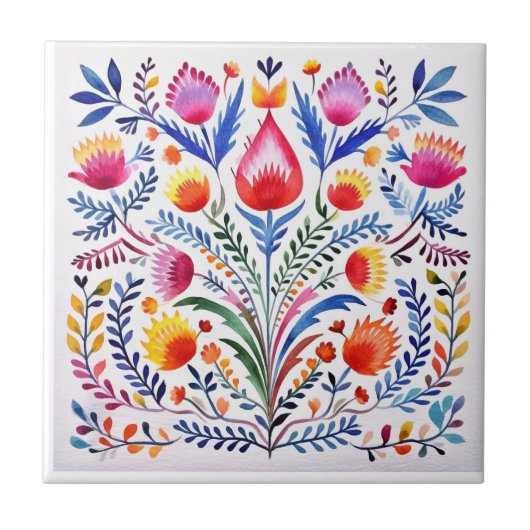 mexikanische Flora Talavera Hacienda Style Tile Fliese (Vorderseite)
