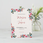 Mexikanische florale Elegante farbenfrohe Fiesta W Save The Date (Stehend Vorderseite)