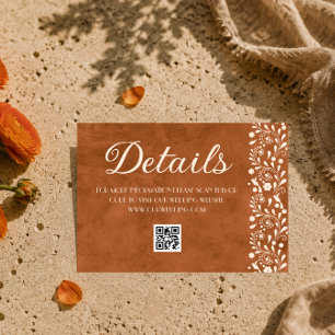Mexikanische Florale Hochzeitsdetails QR-Code Begleitkarte