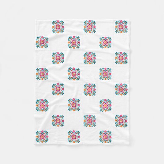 Mexikanische florale Patchwork-Flieblanke Fleecedecke (Vorderseite)