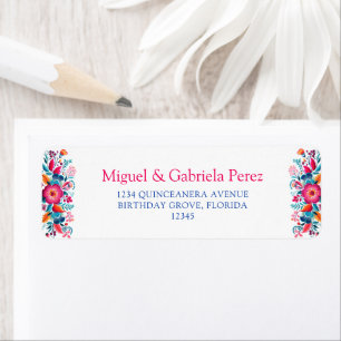 Mexikanische Florale Quinceanera Rücksendeadresse