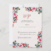 mexikanische florenfarbene Fiesta Wedding RSVP Car (Vorderseite)
