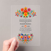 mexikanische Folk Art Floral Transparente Hochzeit Acryleinladungen (Insitu (Handheld))