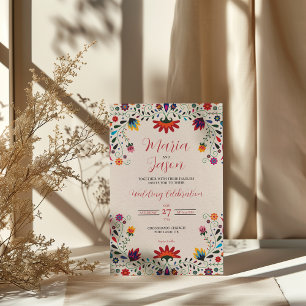 mexikanische Folkkunst Botanische Fiesta Hochzeit Einladung