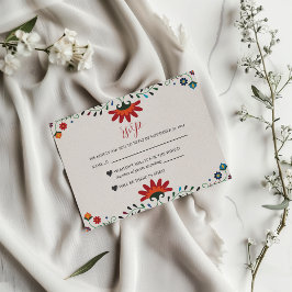 mexikanische Folkkunst Botanische Fiesta Hochzeit RSVP Karte