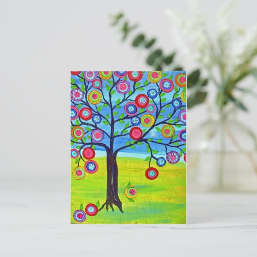 mexikanische Folklorekunst: Baum des Lebens Postkarte (Stehend Vorderseite)