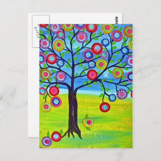 mexikanische Folklorekunst: Baum des Lebens Postkarte (Vorne/Hinten)