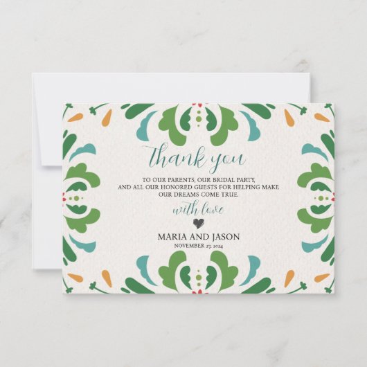 Mexikanische Folklorekunst farbenfrohe Blumenfeier Dankeskarte (Vorderseite)