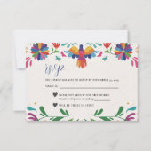 Mexikanische Folklorekunst farbenfrohe Blumenfeier RSVP Karte (Vorderseite)
