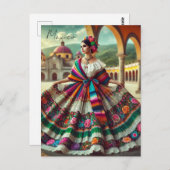 Mexikanische Frau in traditionellem Kleid Postkarte (Vorne/Hinten)