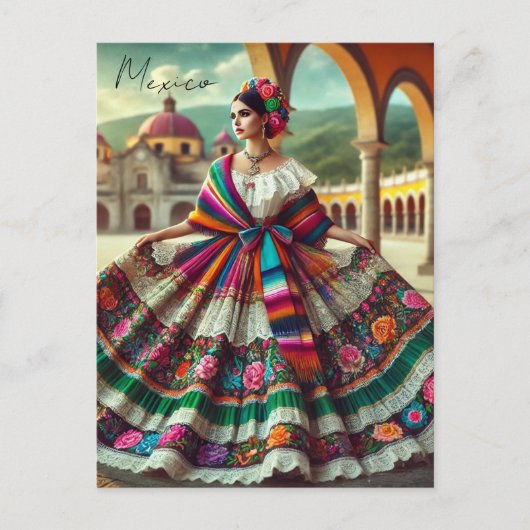Mexikanische Frau in traditionellem Kleid Postkarte (Vorderseite)