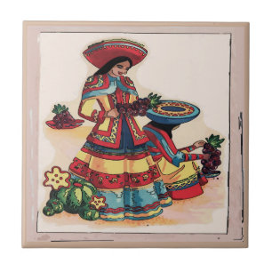 Mexikanische Frauen-Tile-Mural Fliese