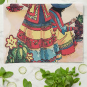Mexikanische Frauen-Tile-Mural Geschirrtuch (Gefaltet)