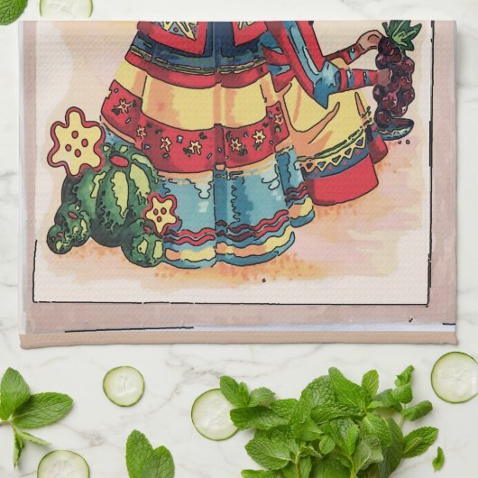 Mexikanische Frauen-Tile-Mural Küchentuch (Gefaltet)