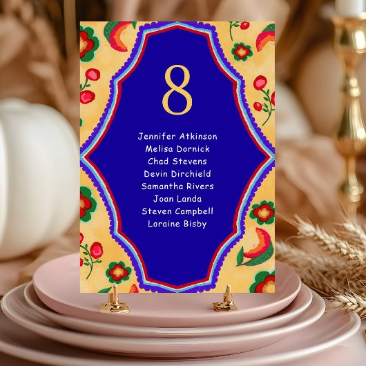 mexikanische gelbe Hochzeitssitze Tischnummer