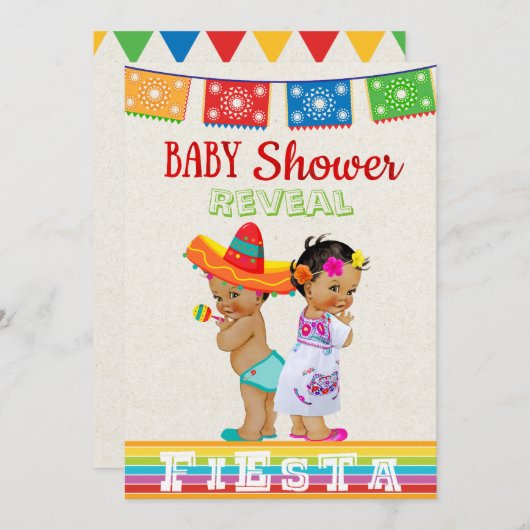 mexikanische Gender Reveal Baby Shower Einladung (Vorne/Hinten)