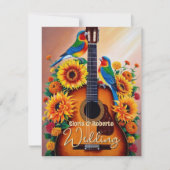 Mexikanische Gitarre Sonnenblumen und Lovebirds Ho Einladung (Vorderseite)