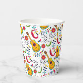 mexikanische Gitarren im Folk Art Muster Pappbecher (Rückseite)