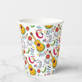 mexikanische Gitarren im Folk Art Muster Pappbecher (Vorderseite)