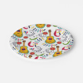 mexikanische Gitarren im Folk Art Muster Pappteller (Schrägansicht)