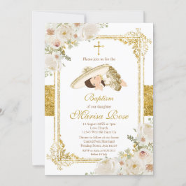 Mexikanische Goldfiesta Girl Taufe Christening Einladung