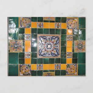 Mexikanische Green Talavera Style Tile Arbeit Postkarte