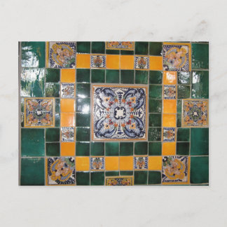 Mexikanische Green Talavera Style Tile Arbeit Postkarte