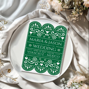 Mexikanische Grüne Papel Picado Folklore Hochzeit Einladung