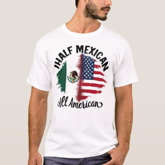 Mexikanische halb mexikanische Amerikanerflaggenmä T-Shirt