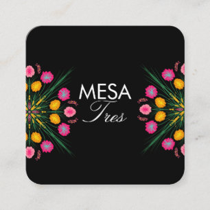 Mexikanische handgezeichnete florale spanische Tis Quadratische Visitenkarte