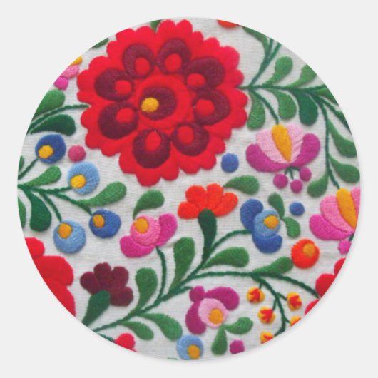 mexikanische Handstickerei Blume Umschlag 20 Siege Runder Aufkleber (Vorderseite)
