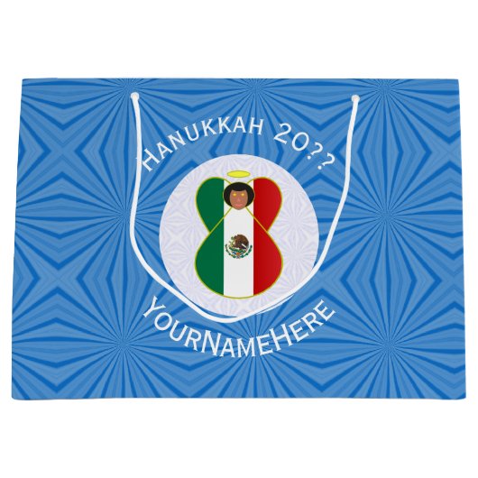 Mexikanische Hanukkah-Flagge mit Engel Personalize Große Geschenktüte (Vorderseite)