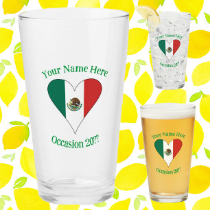 Mexikanische Herzflagge Grüner Personalisierter Te Glas