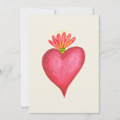 Mexikanische Hochzeit mit Rotem Herz und Blume Einladung (Rückseite)