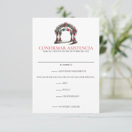 Mexikanische Hochzeitsfeier RSVP Karte (Stehend Vorderseite)