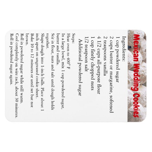 Mexikanische Hochzeitskekse Rezept-Magnet-Kühlschr Magnet (Horizontal)