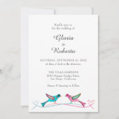Mexikanische Hochzeitslovebirds Folk Boho Rustic Einladung (Vorderseite)