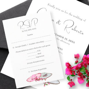 Mexikanische Hochzeitsrosa Vintage RSVP-Karte RSVP Karte