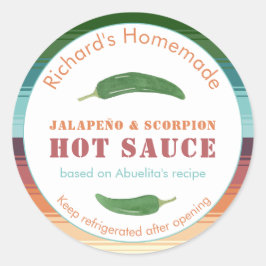 mexikanische Hot Sauce oder scharfe Salsa Jalapeno Runder Aufkleber