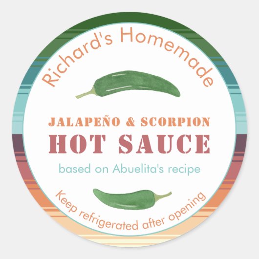 mexikanische Hot Sauce oder scharfe Salsa Jalapeno Runder Aufkleber (Vorderseite)