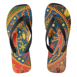 Mexikanische Huichol Del Sol Ritual Design Flip Fl Badesandalen