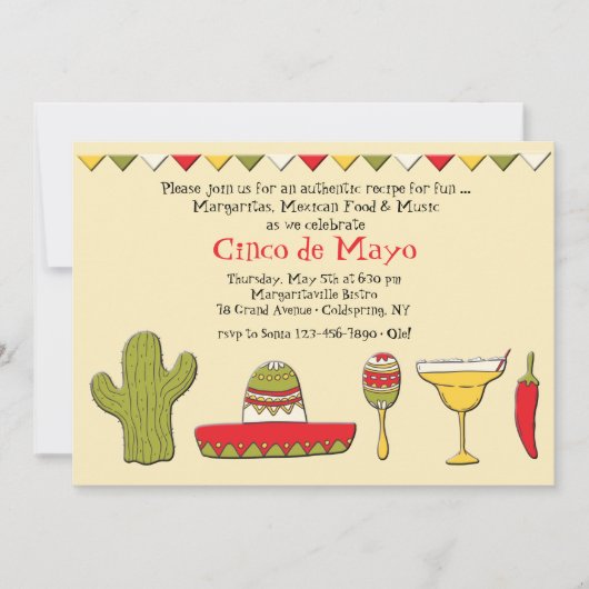 Mexikanische Icons Cinco de Mayo Einladung (Vorderseite)