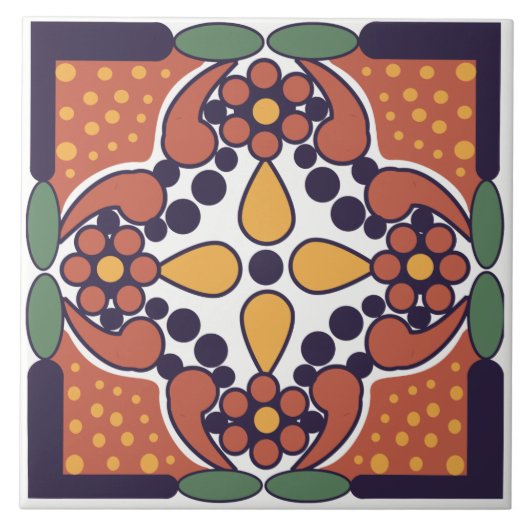 Mexikanische inspirierte BlumenKeramik-Fliese Fliese (Vorderseite)