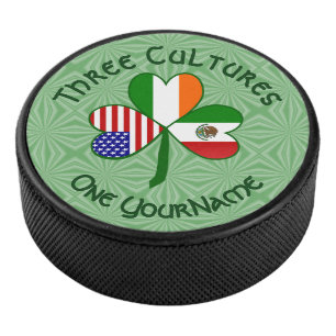 Mexikanische Irische Amerikanische Flagge Shamrock Eishockey Puck