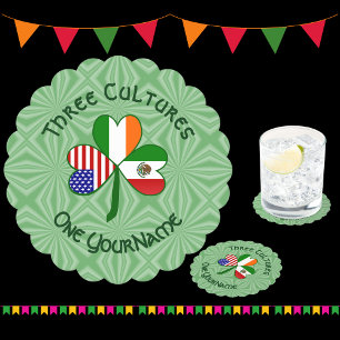 Mexikanische Irische USA-Flaggen Shamrock Personal Untersetzer