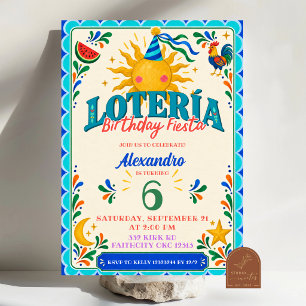 Mexikanische Jungen Loteria Geburtstags-Fiesta-Ein Einladung