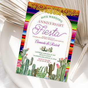 Mexikanische Kaktus 50. Hochzeitstag Fiesta Einladung